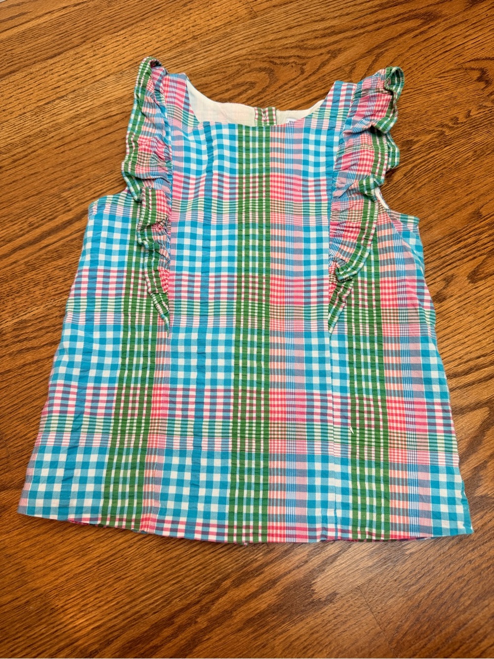 Janie & Jack Girls' Multicolor Plaid Ruffle Sleeveless Top